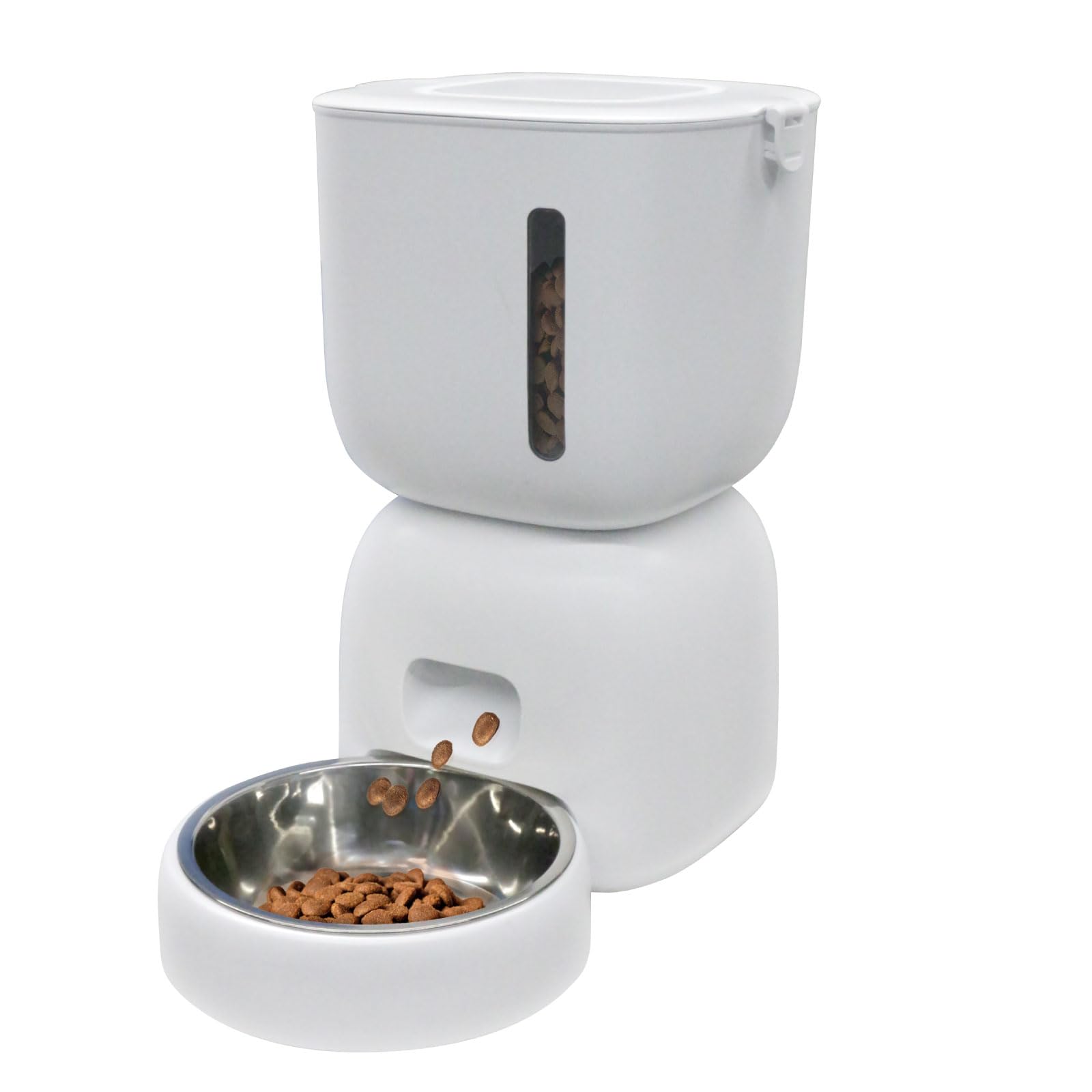 Amazon | penefa 自動給餌器 猫 中型 小型犬用 ホワイト タイマー 機能