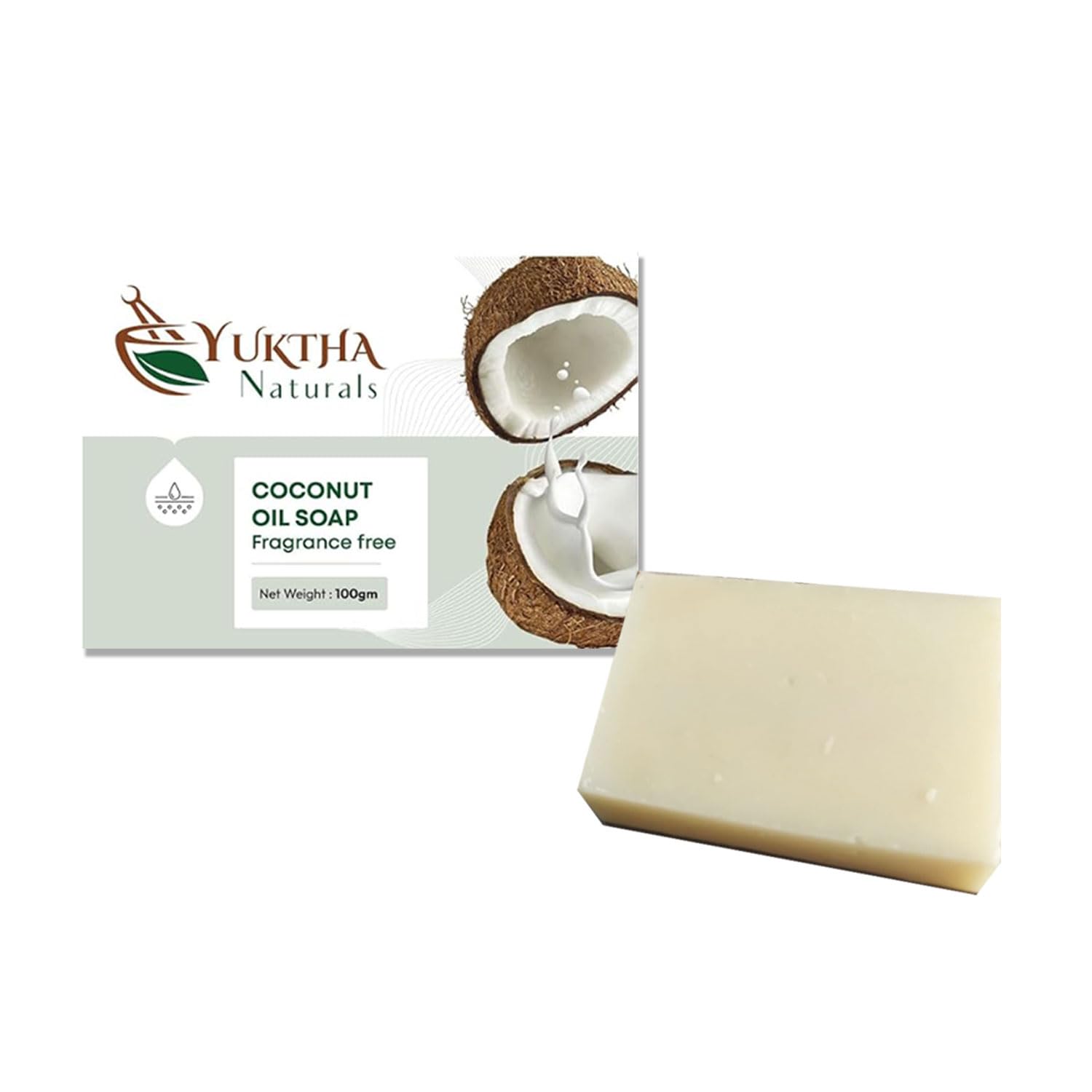 Yuktha Naturals Coconut Oil Soap - Fragrance Free 100g - For all skin types