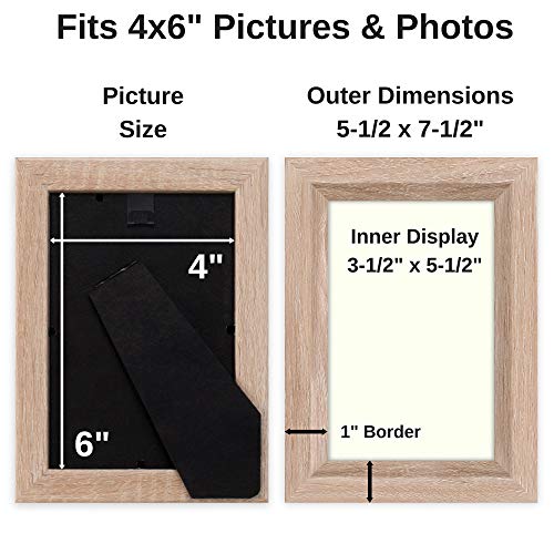 Icona Bay 4X6 Picture Frame (Weathered Oak Wood Finish, 6 Pack), Traditional Style Composite Wood Frame For Walls Or Tables, Cherished Memories Collection #TOP1