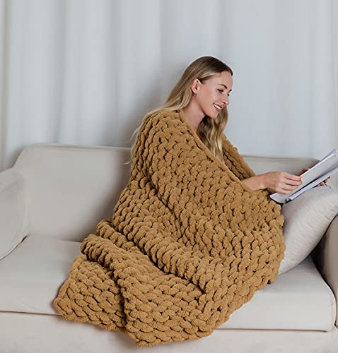 Chenille Chunky Yarn Arm Knitting Thick Bulky Diy For Knit Blanket Cushion Bed Sofa Home Decor (Dark Khaki,0.55 Lb/24 Yards) #TOP3