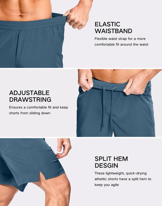 Image of GGJ Men's Lightweight Athletic Shorts with 2 Zipper Pockets 7 inch /9 inch /5 inch Gym Workout Running Quick Dry Tennis Shorts for Men