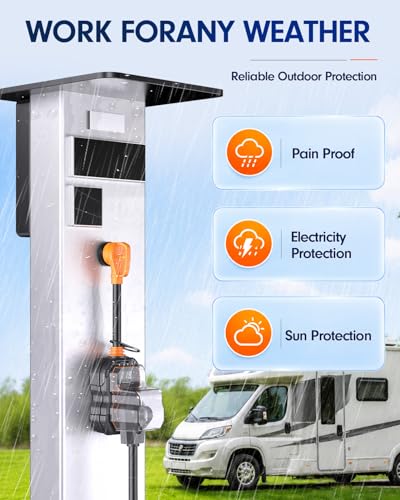 Image of GEARGO ๐ต๐ฌ๐พ-๐ฝ๐๐ RV Surge Protector 30 Amp, 15000J Circuit Analyzer with LED Display, IP68 Waterproof Cover, High-Energy Protection, Temperature Control, RV Adapter Plug for Camper, Travel Trailer