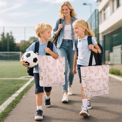 Bolsa de comestibles para escuela y compras, diseño de dibujos infantiles con cremallera 6