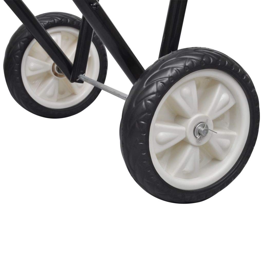 Festnight Silla de Montar Montura para Caballo Plegable con 2 Ruedas Metálico Negro