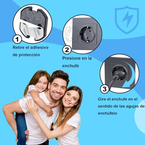 Miniatura 6 de Redtron Protector De Enchufes Con Mecanismo De Giro, 20 Unidades De Protectores De Enchufes Para Niños, Protectores De Enchufes Para Bebés Y Niños, Protectores De Enchufes-Negro