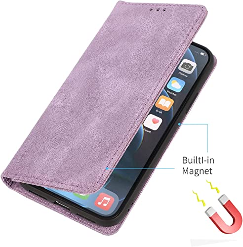 Coque portefeuille iPhone 14 Pro Max violette à rabat magnétique