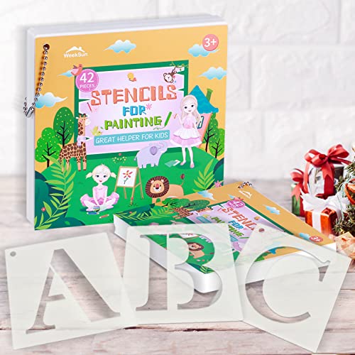 Set Stencil In Plastica Con Righello - Alfabeto, Numeri Per