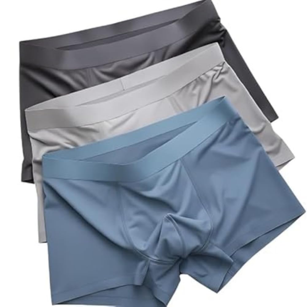Men's Ultra-Comfort Ice Silk Underwear | Moisture-Wicking, Breathable Boxers for Men | Seamless Design | (Multicolor) Pack of 3-image-46
