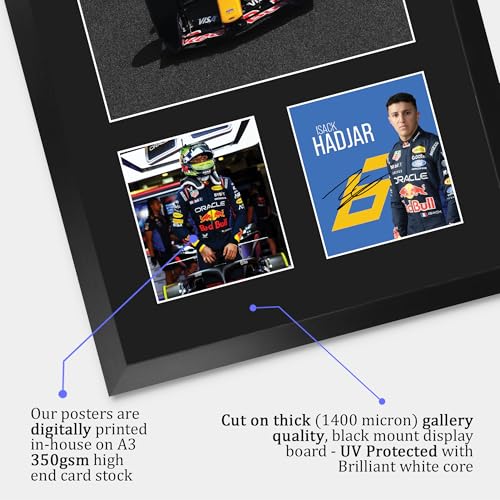 Autógrafo de Isack Hadjar Red Bull con cuadro protector A3 para pared 4