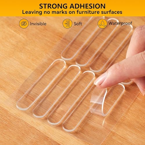 Image of TEKCOOL 10Pcs Transparent 2.24 inch Strip Door Handle Bumper Soft Wall Protector Self Adhesive Door Knob for Wall Shield Guard Sliding Clear Door Bumpers Stopper Silencer (10 Pcs Strip)