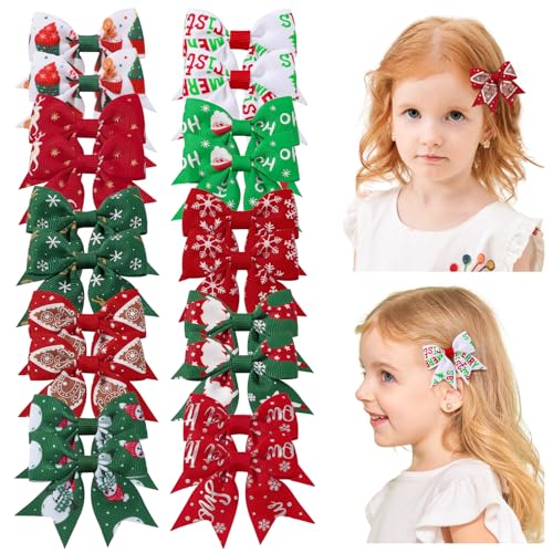 Jollybows 20pcs Baby Hair Clips Girls Bows 2" Mini Alligator Clip Toddler Pigtail Bow Fine Hair Clip-Green, Red, White 20 Count (Pack of 1) Green, Red