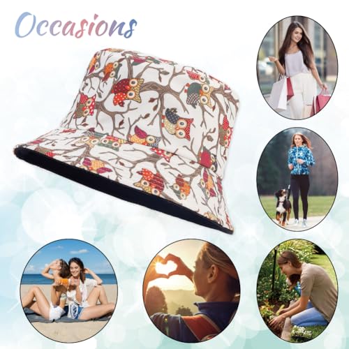 Image of Reversible Bucket Hat for Women Summer Travel Fisherman Cap, Girls Cute Double Side Wear Bucket Cap