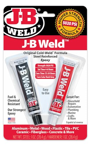 Colle époxy renforcée acier J-B Weld 8265-S lot de 3 paquets gris foncé