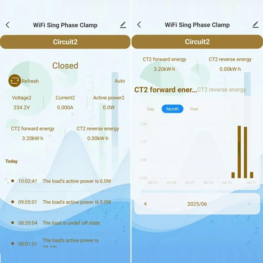 Compteur d'énergie intelligent WiFi, moniteur de consommation électrique bidirectionnel à double canal 80 A pour application Tuya pour des données détaillées d'utilisation horaire à annuelle