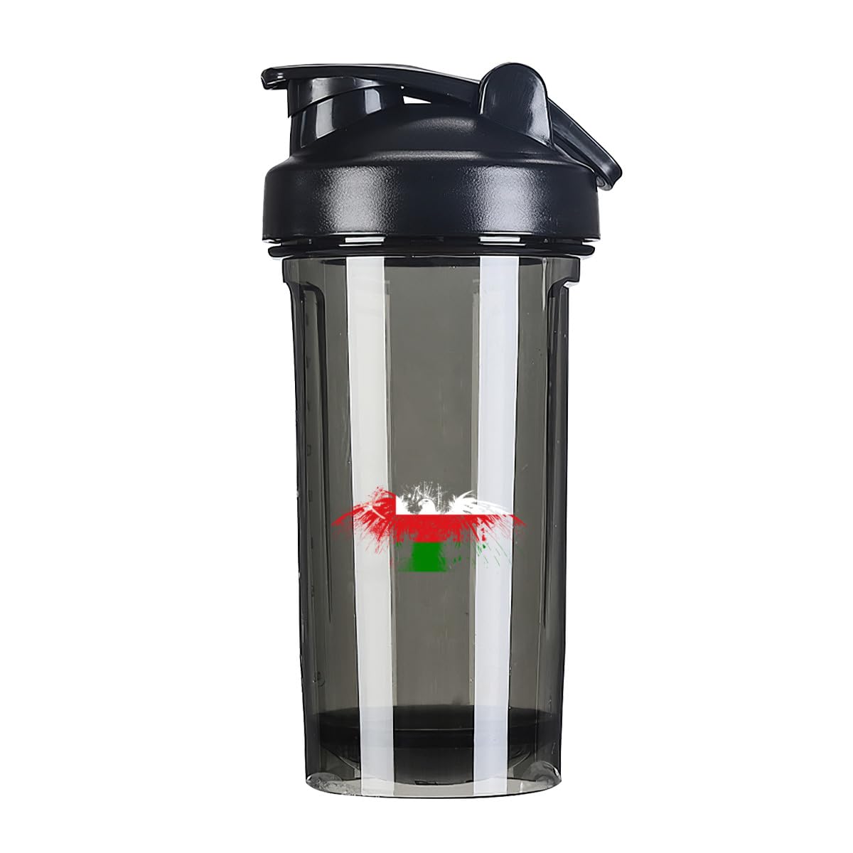 Oman Omanis Flag 18 Ounce Shaker Bottle Drink Mixer Leak-proof Pre Workout Protein Shakes Meal Replacement Shakes Bottles 500ML/18 Oz Black