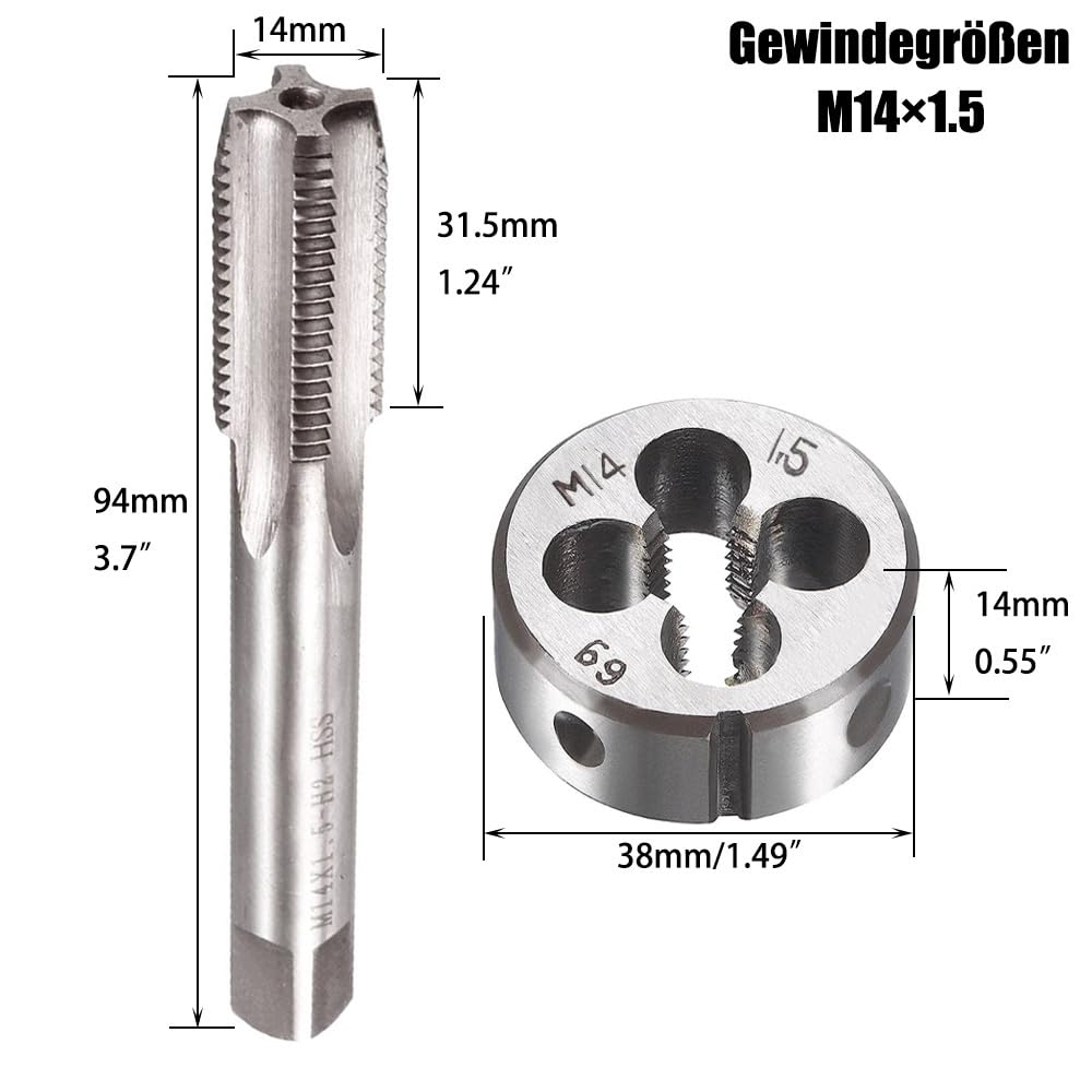 Maschio HSS M14 x 1,5 mm filettatura destra fine scanalata