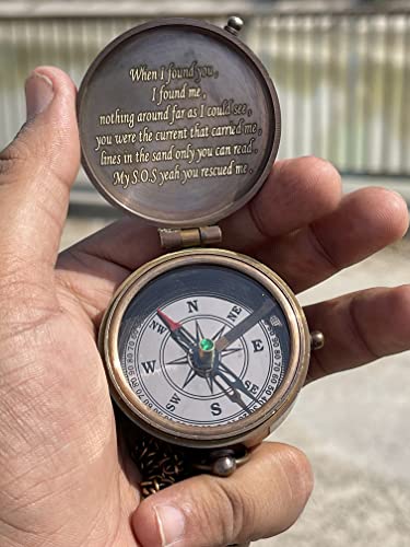 Brújula de Latón Antiguo Personalizada con Estuche de Cuero miniatura 6