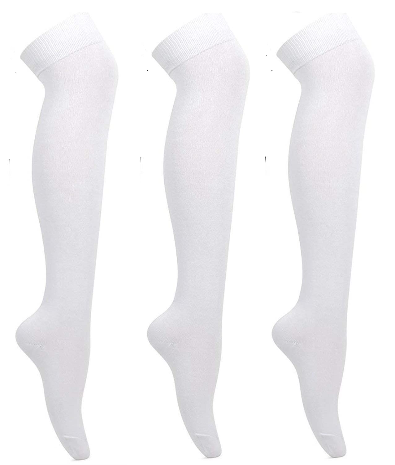 Women's|Girls Nurse, School or Uniform Thigh Length Socks (Pack of 3)-(Stocking,White)-picture-16