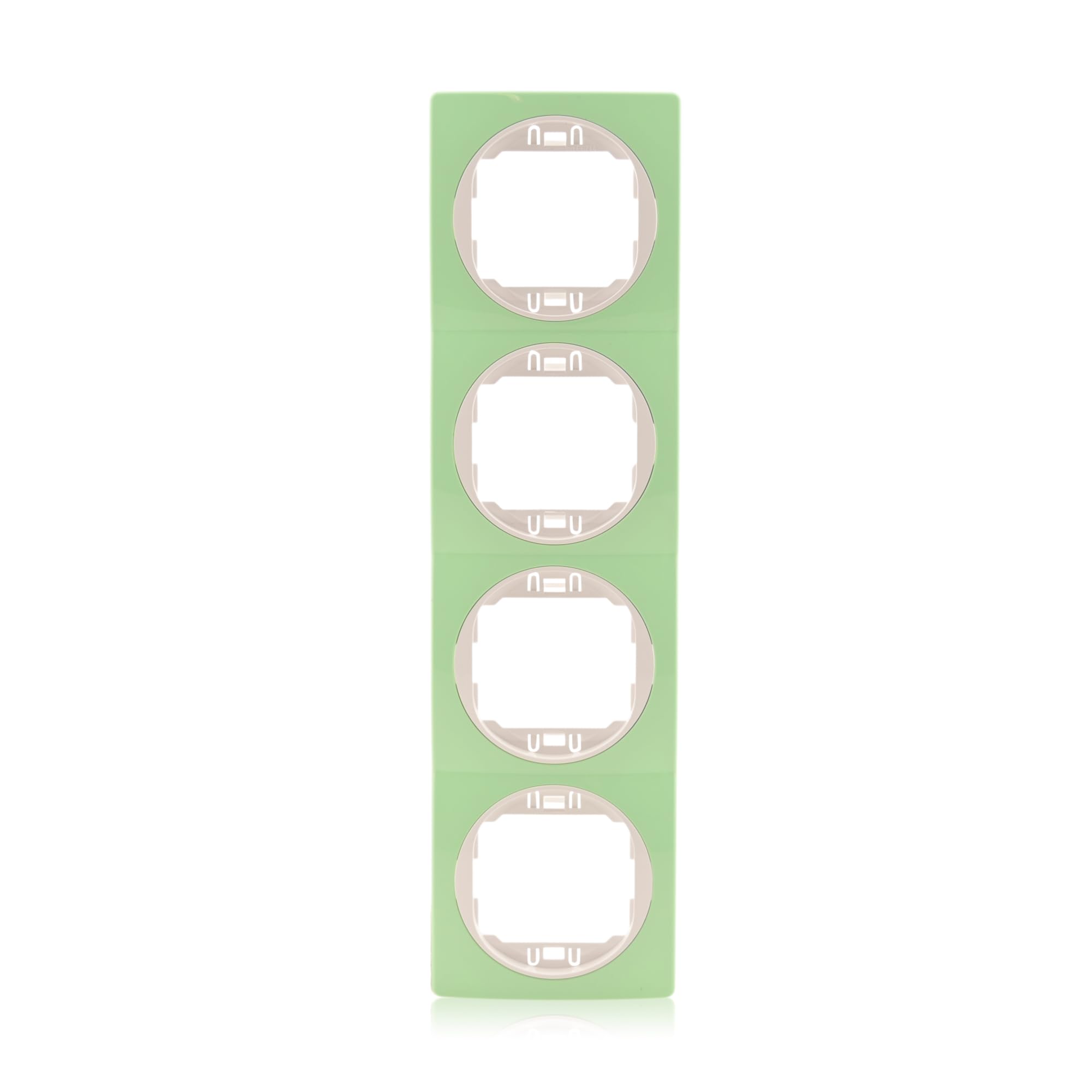 4x Datenbuchse Nobilis Set Weiß 2xRJ45 Cat 6 FTP Ø 60mm & 4-fach Rahmen vertikal Grün/Weiß 80x293 mm
