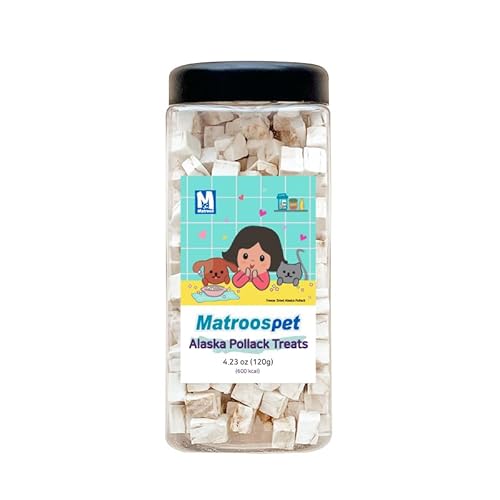 Matroospet Freeze Dried Raw 100% Natural Single Ingredient Alaska Pollock Dog and Cat Treats, 4.23 oz | Healthy Weight Control Training | Wild Caught, High Protein, Gluten Free, Grain Free