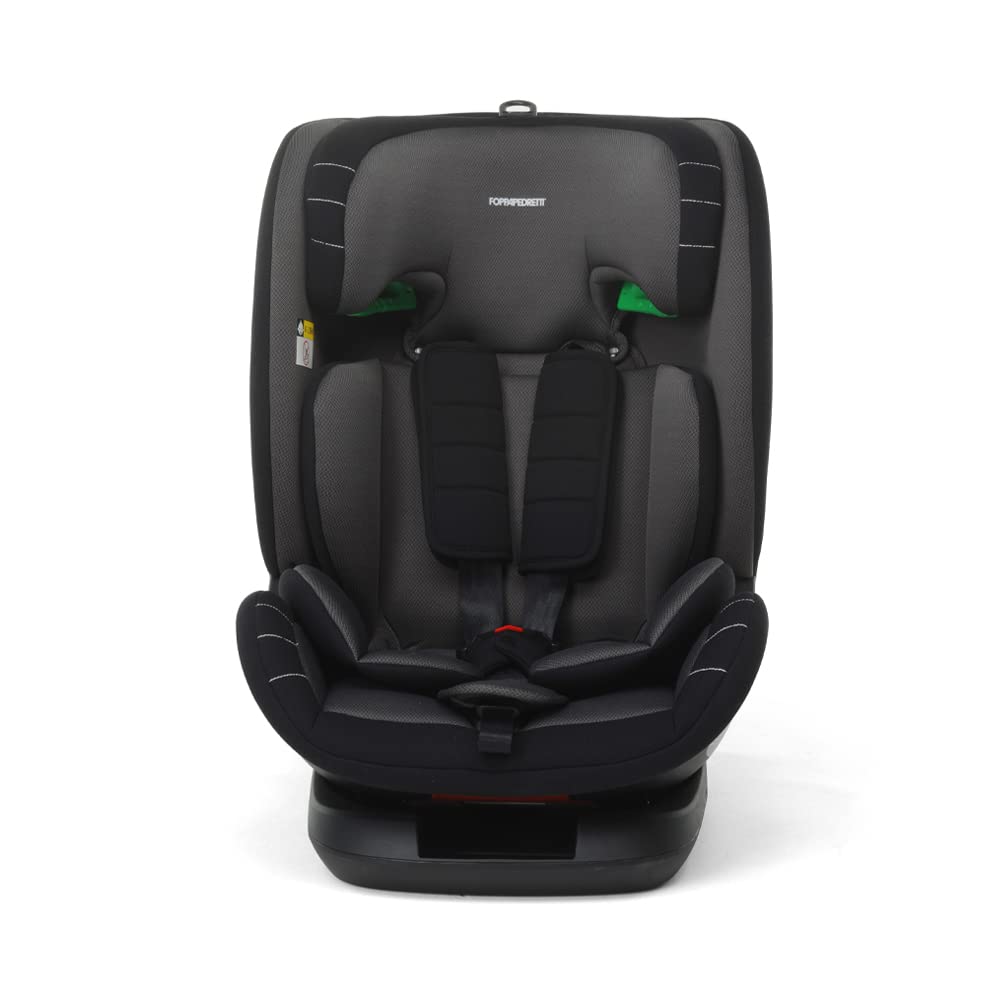 Foppapedretti Seggiolino Auto Pitstop I-Size, per bambini da 76 a 150 cm di altezza, 15mesi-12 anni, conforme ECE R129, Fissaggio Dualfix (Isofix e non), Safe Body Protection, Comfort Kid Pad, Nero