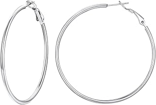 Suplight Pendientes Mujeres de Aro Grandes Aro Dorado/Plateado/Negro | 30mm/50mm/60mm/70mm/100mm Pediente de Aro Acero Inoxidable 316L Piercing de Orejas Joyerías de Moda Regalos para Mujer