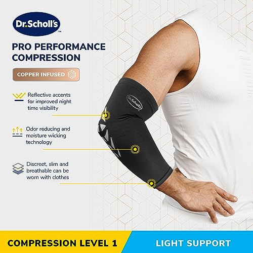 Dr. Scholl's Compression Elbow Sleeve for Pain Relief & Support (Size L/XL)