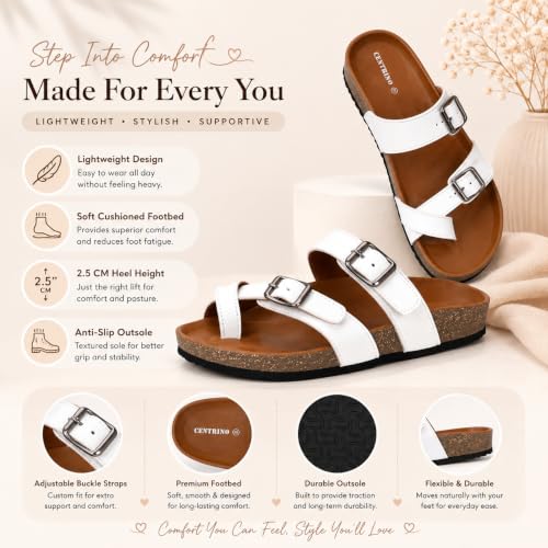 Image of Centrino Women's Berkin-Style Slip-On Sandals | Open Toe Design | Soft PU Footbed | Lightweight & Comfortable | Arch Support | On-Grip Sole | Casual Outdoor Wear (7693)