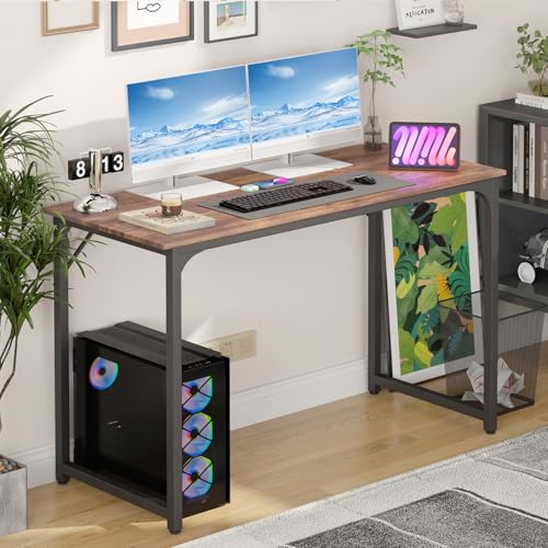 Image of BestOffice Computer Desk,Home Office Desk, Modern Simple Style for Home Office Study Writing (Brown, 47 Inch)