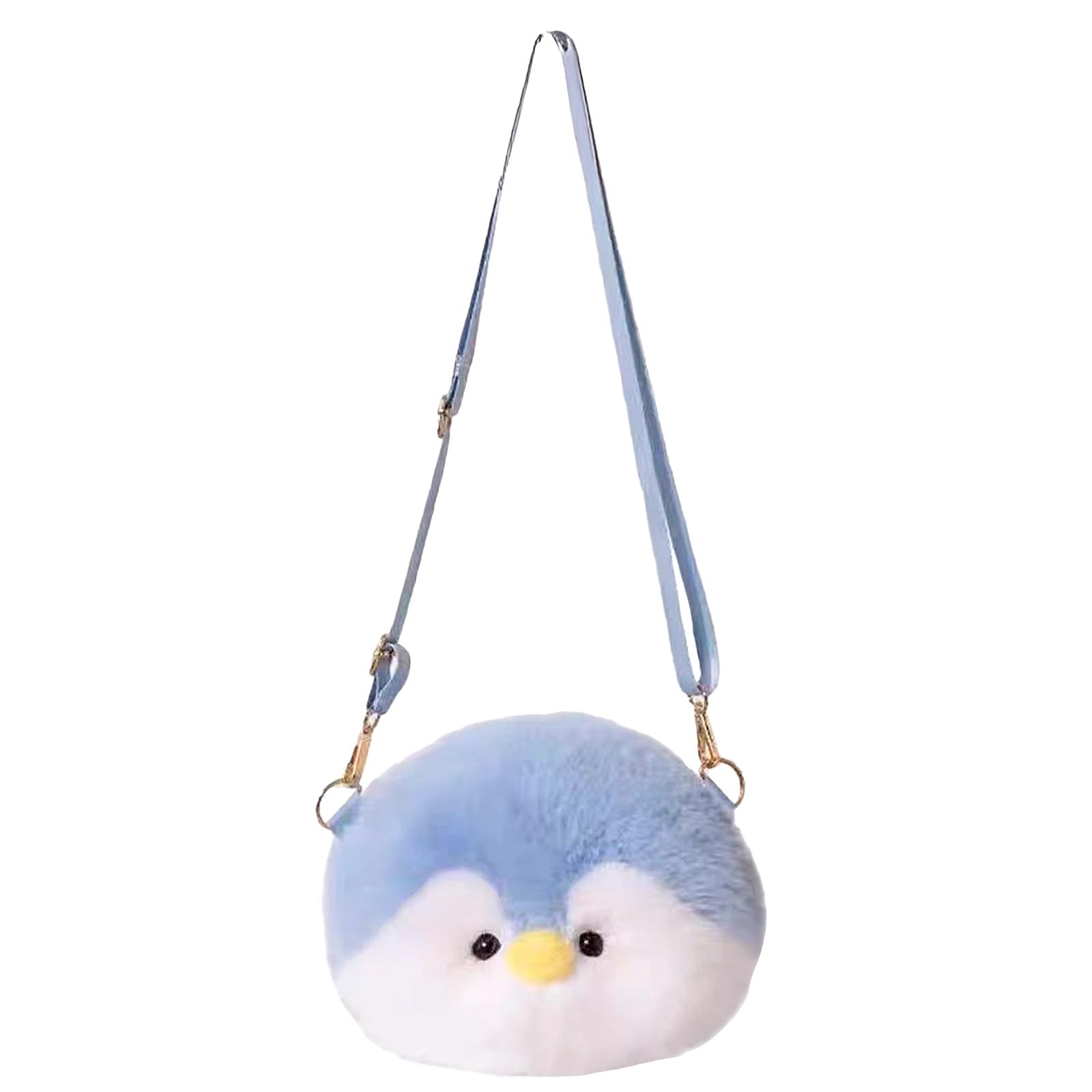 knictto Mini Penguin Crossbody Bag for Women Y2K Cute Plush Pink Adorable Cartoon Animal Fuzzy Daypack kawaii Creative Gift (Blue)