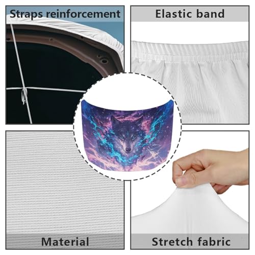 Image of Cool Wolf Print Hood Cover Protector for Cars SUV Trucks Minivan, 59x39 Inch Stretchable Car Hood Wraps, Waterproof Sun-Proof Auto Exterior Accessories