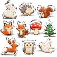 UKoosien Forest Animal Cookie Cutter Set-10 Piece-Squirrels, Mushroom, Bird, Rabbit, Hedgehog, Tree, Deer, Fox, Owl-Cookie Cutter Baking Mould for Kids Party