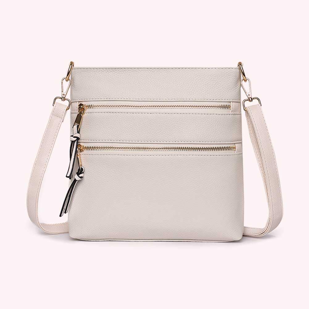 Borsa a tracolla da donna in vera pelle, morbida, con cinghie regolabili e tasche multiple
