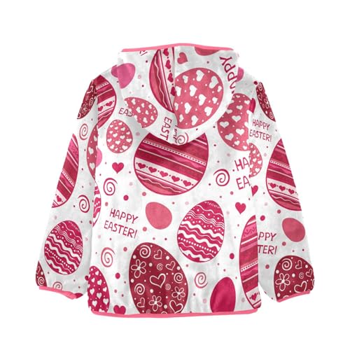 OTVEE Happy Easter Pink Eggs Kids Hoodie Jacket Fall Spring Full Zip Warm Outwear Coat2