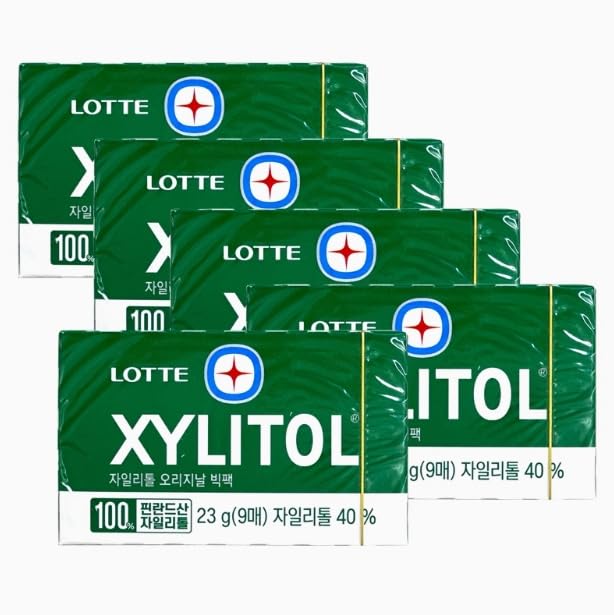 Chicle Coreano sin Azúcar Sabor Menta Refrescante, 23g (Paquete de 5)