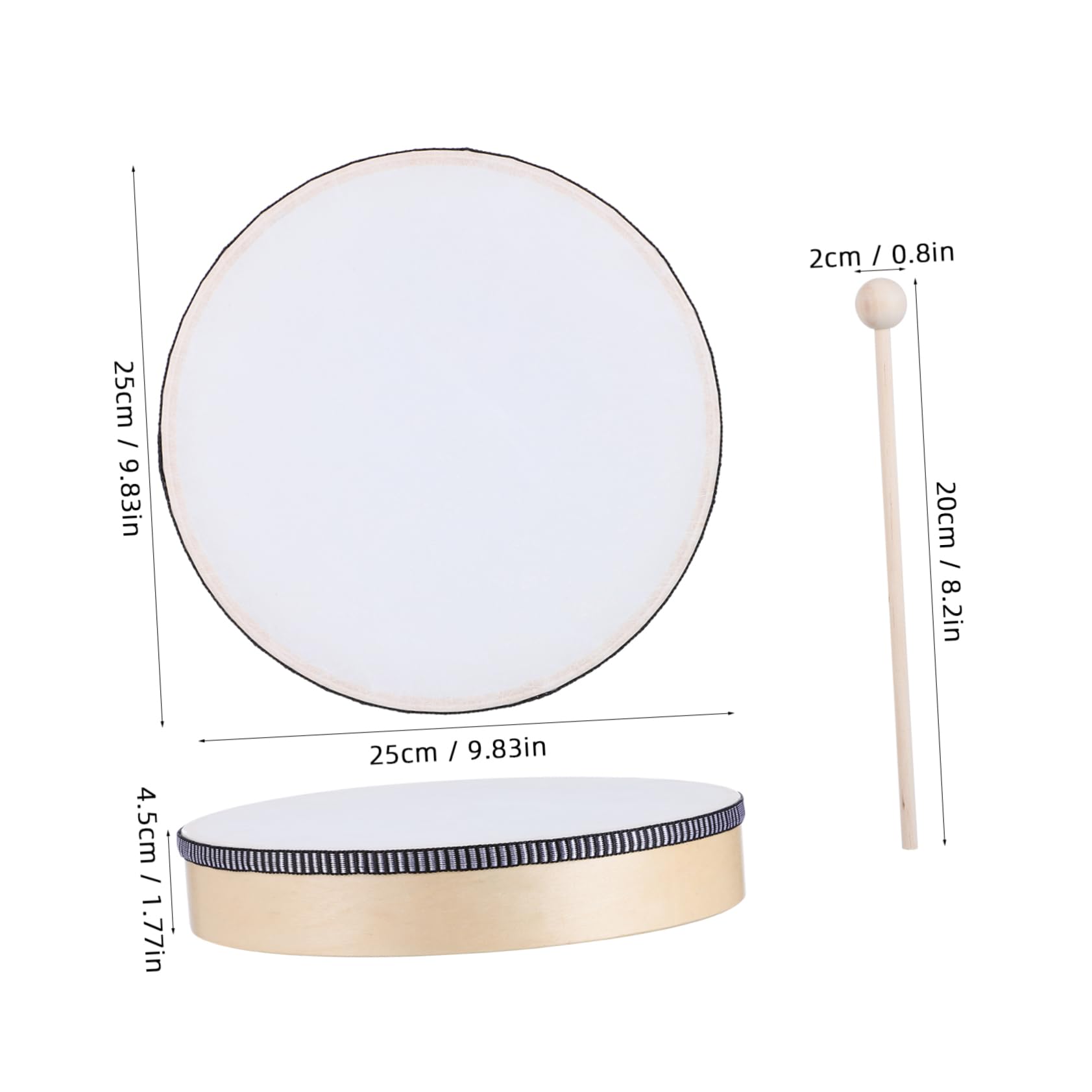 BESPORTBLE Hand Drum Percussion Instrument with Sturdy Frame Drum Stick Dancing Parties Portable and Versatile