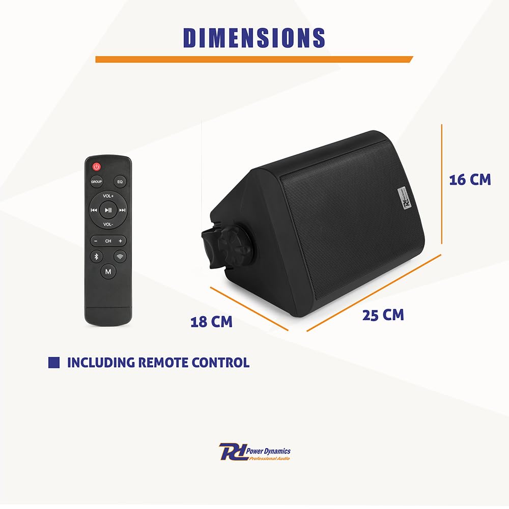 Power Dynamics WS50AB - Paire d’Enceintes murales 240W IP55 avec WiFi Multi-Room & BT sans Fil - Installation intérieure/extérieure - 1 Active + 1 Passive - Son Pro pour terrasse, Bar et Maison