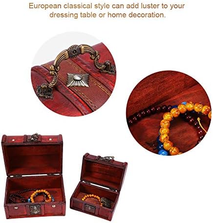 yuyte Wood Jewelry Box, 2Pcs/Set Classical Wooden Jewelry Storage Box Chest Case Holder Organizer