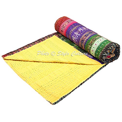 Stylo Culture Indian Kantha Blanket Queen Kantha Throw Multi Color
