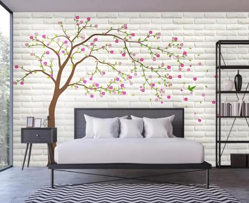 Papier peint mural 3d fleurs pour masquer et sublimer un mur abîmé - 2