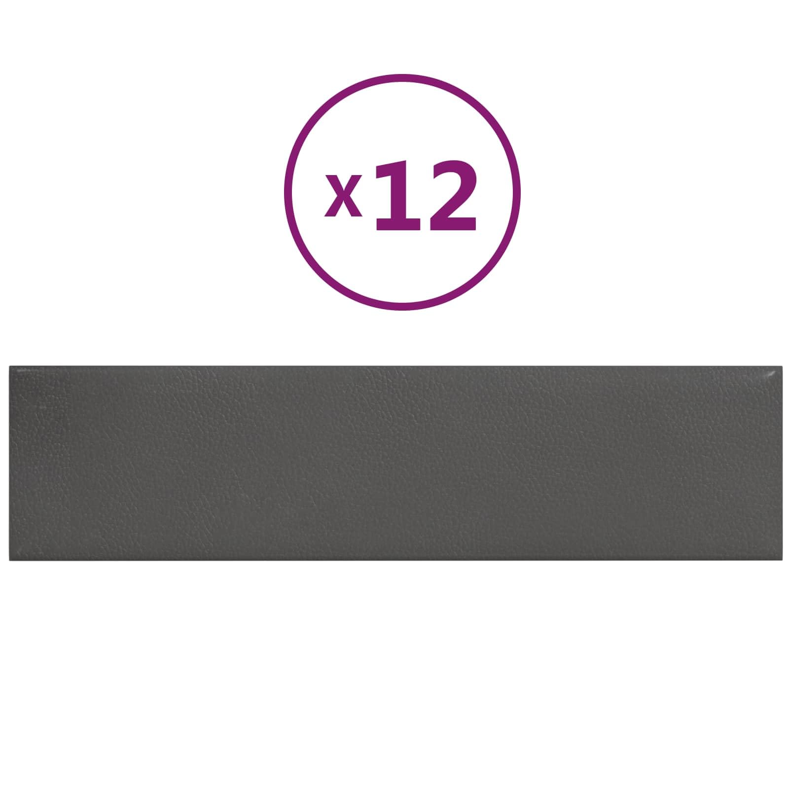 Juego de 12 cabezales de pared de 60 x 15 cm, tela gris, revestimiento de pared y panel de pared para interiores, dormitorio moderno, montaje con material de madera, revestimiento decorativo