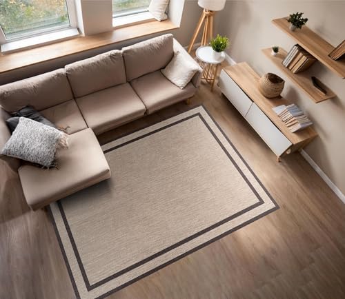 Tapis vinyle tressé haut de gamme marron au design géométrique - 3