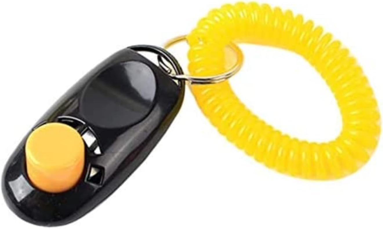 SKEIDO Dog Clicker Cat Training Trainer with Key Ring And Wrist Strap-black