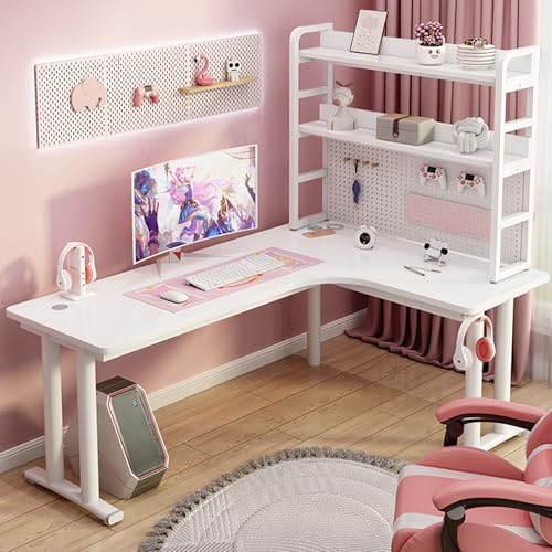 MTIETEME l���f�X�N �p�\�R���f�X�N �� L�� PC�f�X�N �������{�[�h�{�I ��120/140/160/180cm×����74cm �ω׏d200kg ���փf�X�N �g�ݗ��ĊȒP �l�ԍH�w�Ɋ�Â����݌v �w�K�E�ݑ�Ζ��E�����[�g���[�N�ɍœK(�z���C�g(�E