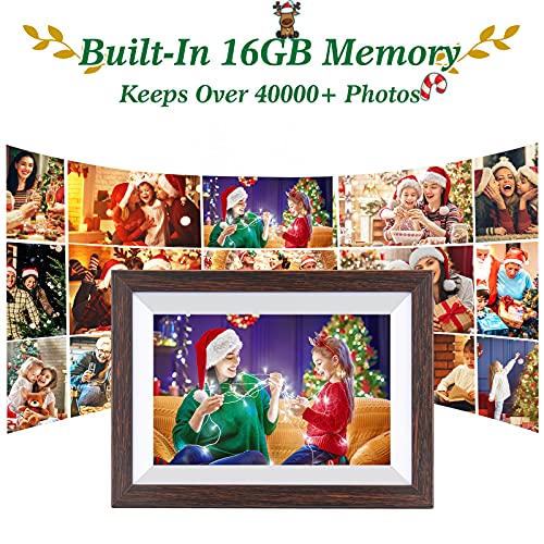 WiFi Digital Picture Frame 10.1 Inch Smart Digital Photo Frame with IPS Touch Screen HD Display, 16GB Storage Easy Setup to Share Photos or Videos Anywhere via Free Frameo APP (Brown Wood Frame) - Image 5