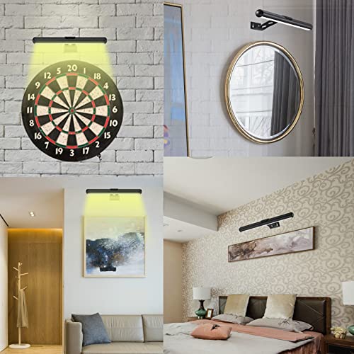 Image of MIOBLUE Rechargeable Picture Lights with Remote,Full Metal Painting Light Display LED Battery Lamp with 3 Lighting Modes, Dimmable Dartboard Light with Timer for Paintings Potrait