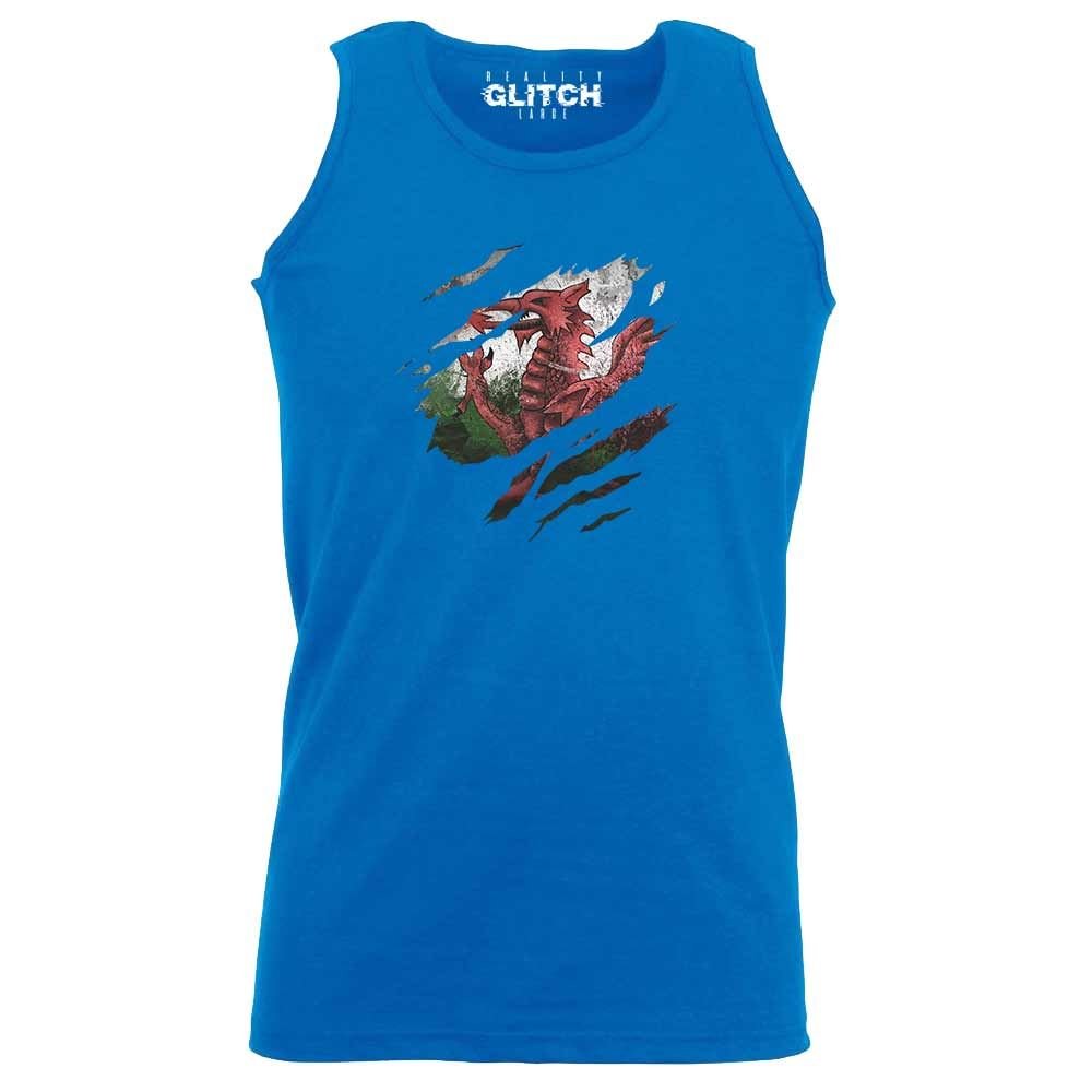Reality Glitch Men's Royal Blue Torn Wales Vest