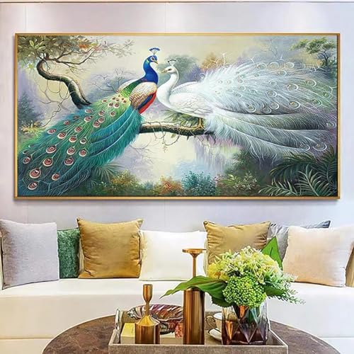 Affiche murale paon d'art moderne sur toile de qualité 50x100cm