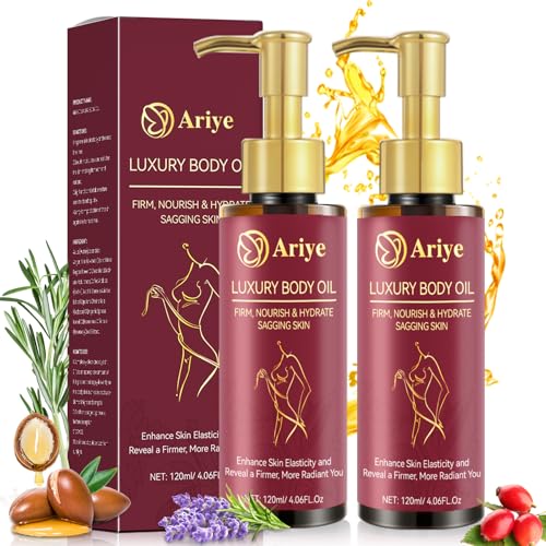 ARIYE Firming Body Oil for Crepe SkinLuxury Glow Remedy After Shower Body Oil for Women Tightening&Hydrating Treatment for Arms Legs Stomach&Body Natural Firming Oil for Dry Skin (Light red)