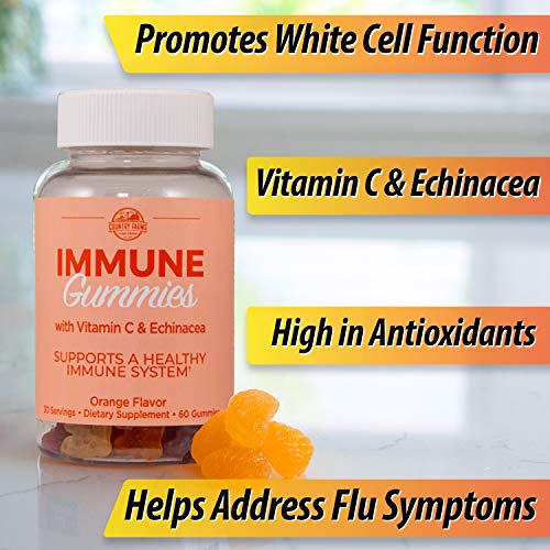 Country Farms Immune Gummies With Vitamin C & Echinacea, Supports Healthy Immune System, Rich In Antioxidants, Delicious Orange Flavor, 60 Count, 30 Servings #TOP4